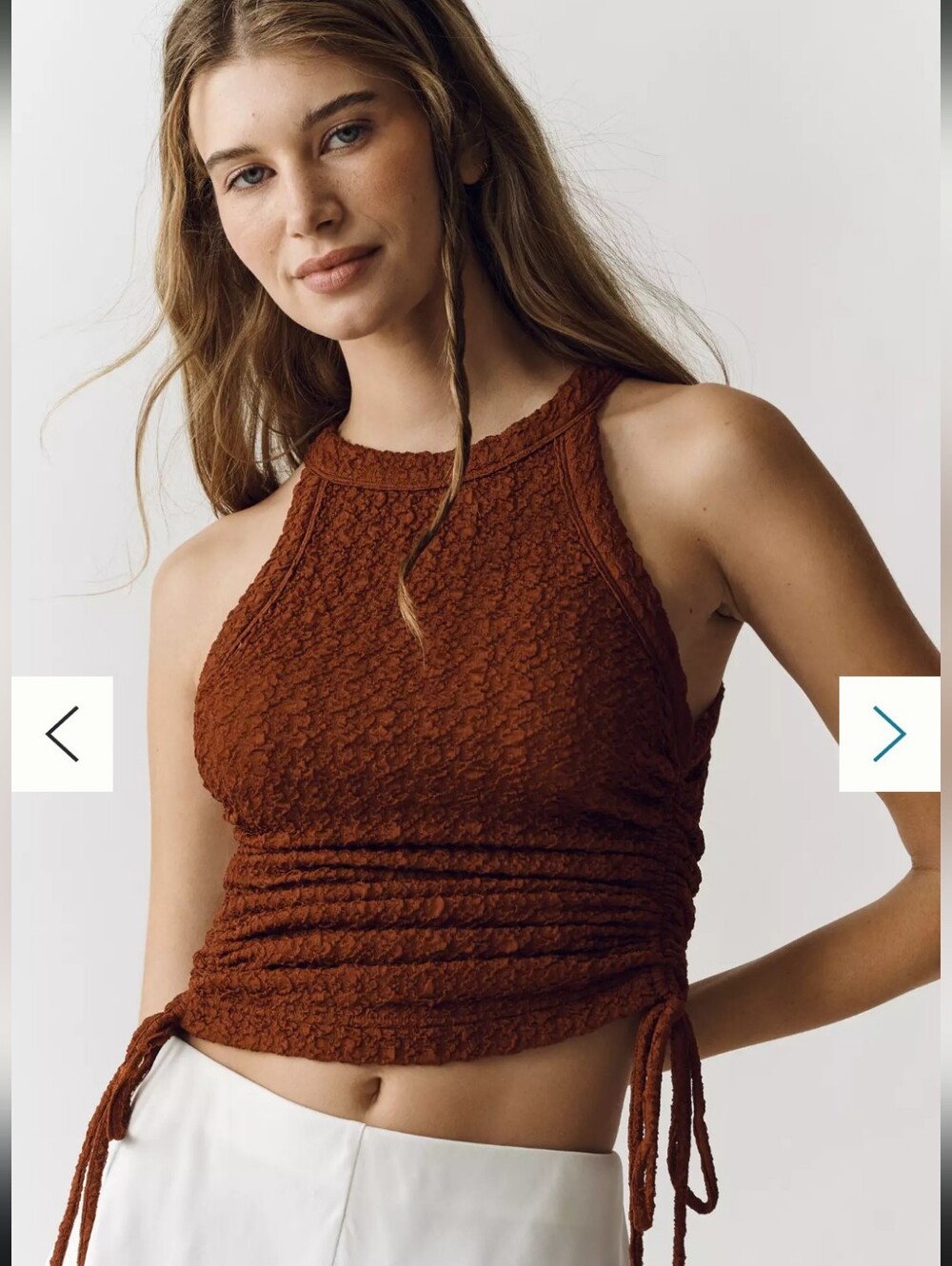 Anthropologie High Neck Rust Cinched Tank Sz M NWT